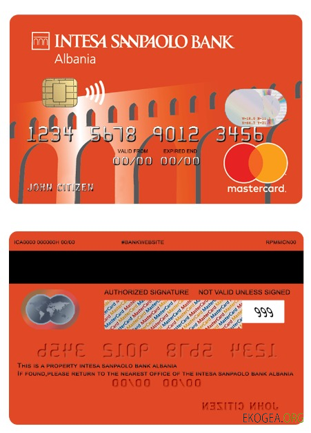Albanie Intesa Sanpaolo carte de débit bancaire mastercard